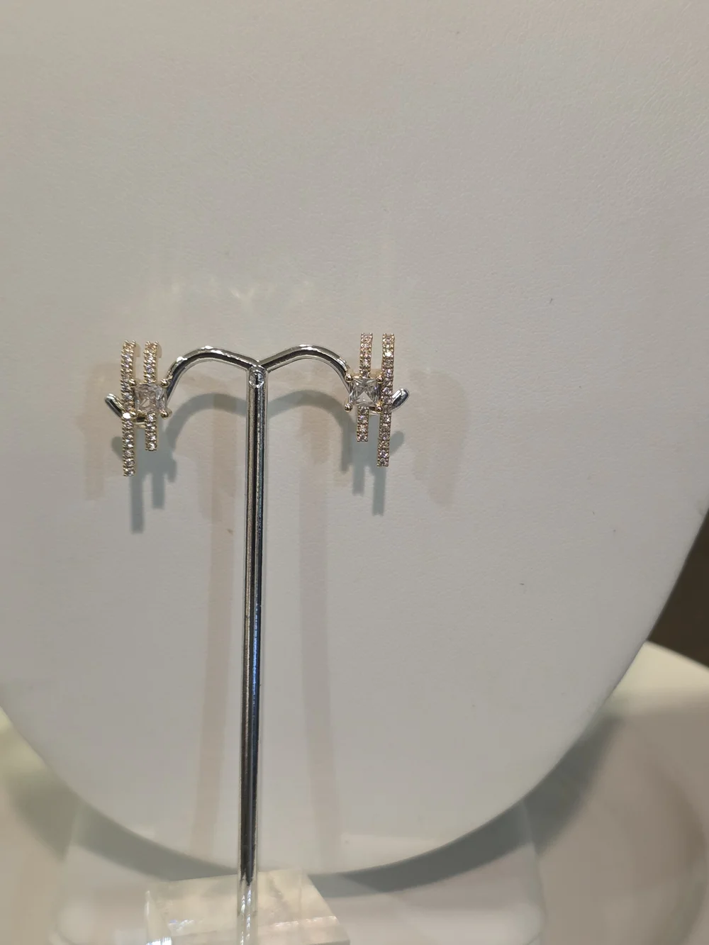 IMA Collection Gold CZ Princess Cut Bar Stud Earrings | Elegant Sparkle
